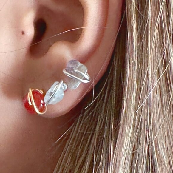 Alquimia Red and Silver Earrings untreated ruby - Picture 2 of 6